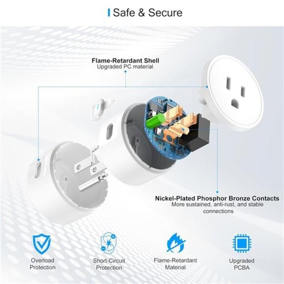 Smart Plug WiFi Outlet Works with Alexa Google Home Remote Control Timer 4 Pack - Picture 5 of 7